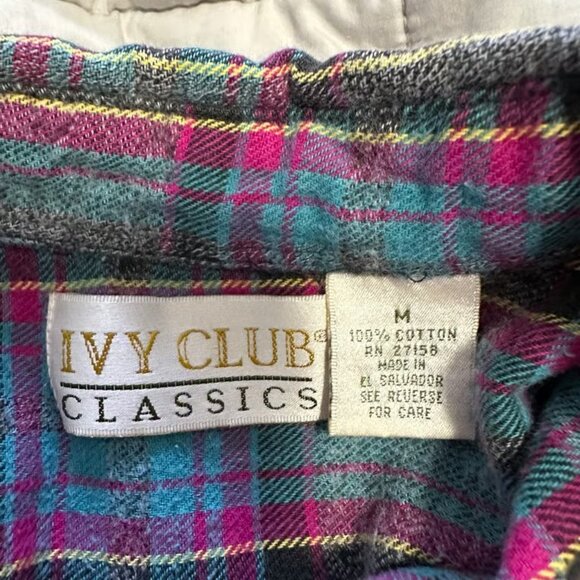 IVY CLUB CLASSICS Vintage Plaid Flannel Button Down Men's Size Medium - Picture 5 of 5